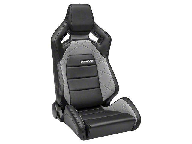 Corbeau Sportline RRX Reclining Seats with Double Locking Seat Brackets; Black Vinyl/Gray HD Vinyl (20-24 Jeep Gladiator JT)