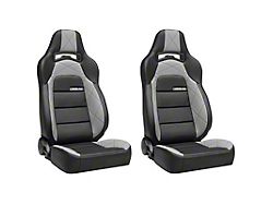 Corbeau Trailcat Reclining Seats with Double Locking Seat Brackets; Black Vinyl/Gray HD Vinyl (20-24 Jeep Gladiator JT)