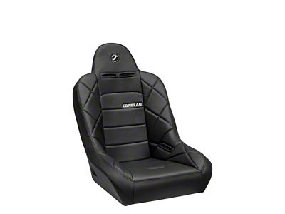 Corbeau Baja JP Wide Suspension Seats with Double Locking Seat Brackets; Black Vinyl (91-95 Jeep Wrangler YJ)