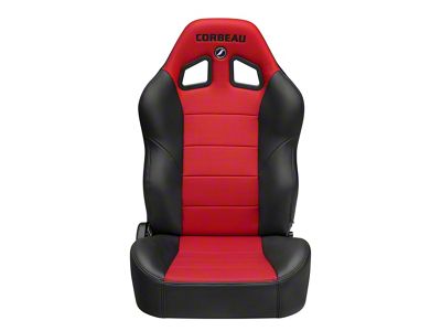 Corbeau Baja XRS Suspension Seats with Inflatable Lumbar; Black Vinyl/Red HD Vinyl; Pair (Universal; Some Adaptation May Be Required)