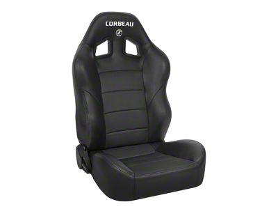 Corbeau Baja XRS Suspension Seats with Double Locking Seat Brackets; Black Vinyl/Cloth (87-90 Jeep Wrangler YJ)