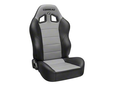 Corbeau Baja XRS Suspension Seats with Double Locking Seat Brackets; Black Vinyl/Gray HD Vinyl (18-25 Jeep Wrangler JL)