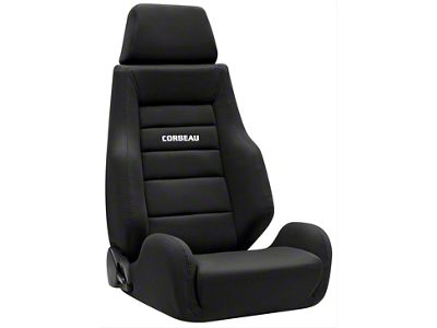 Corbeau GTS II Reclining Seats with Double Locking Seat Brackets; Black Cloth (91-95 Jeep Wrangler YJ)