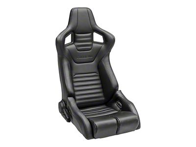 Corbeau Sportline RRB Reclining Seats with Double Locking Seat Brackets; Black Vinyl/Carbon Vinyl/Black Diamond Stitch (07-10 Jeep Wrangler JK 2-Door; 07-14 Jeep Wrangler JK 4-Door)