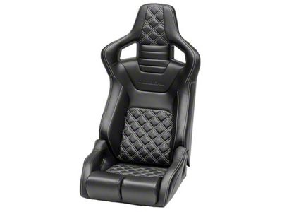 Corbeau Sportline RRB Reclining Seats with Double Locking Seat Brackets; Black Vinyl/Carbon Vinyl/White Diamond Stitch (18-25 Jeep Wrangler JL)