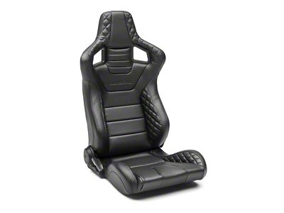 Corbeau Sportline RRS Reclining Seats with Double Locking Seat Brackets; Black Vinyl Diamond/Black Stitching (18-25 Jeep Wrangler JL)