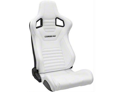 Corbeau Sportline RRS Reclining Seats with Double Locking Seat Brackets; White Vinyl/Black Stitch (18-25 Jeep Wrangler JL)