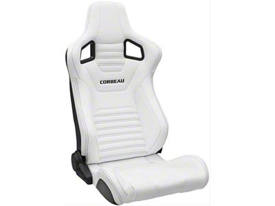 Corbeau Sportline RRS Reclining Seats with Double Locking Seat Brackets; White Vinyl/Black Stitch (91-95 Jeep Wrangler YJ)