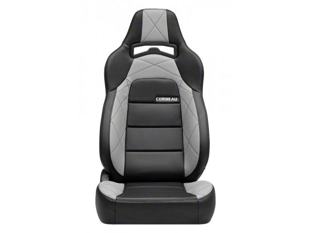 Corbeau Trailcat Reclining Seats with Double Locking Seat Brackets; Black Vinyl/Gray HD Vinyl (18-24 Jeep Wrangler JL)