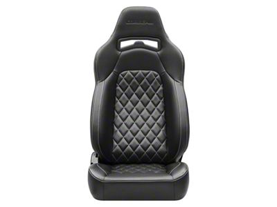 Corbeau Trailcat Reclining Seats with Double Locking Seat Brackets; Black Vinyl/White Stitching (87-90 Jeep Wrangler YJ)