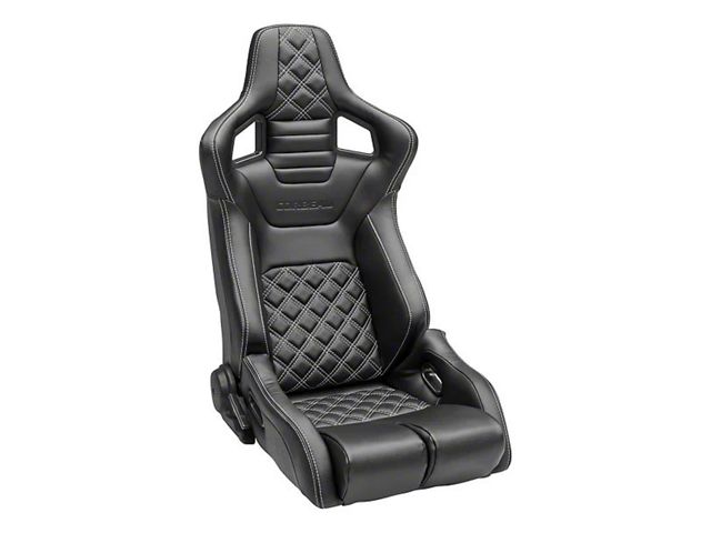 Corbeau Sportline RRB Reclining Seats with Double Locking Seat Brackets; Black Vinyl/Carbon Vinyl/White Diamond Stitch (16-23 Tacoma)