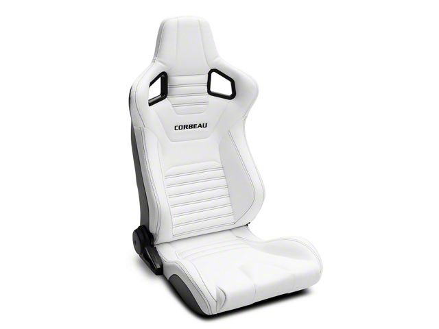 Corbeau Sportline RRS Reclining Seats; White Vinyl/Black Stitch; Pair (Universal; Some Adaptation May Be Required)