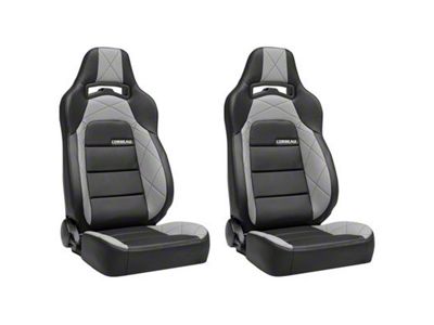 Corbeau Trailcat Reclining Seats with Double Locking Seat Brackets; Black Vinyl/Gray HD Vinyl (16-23 Tacoma)