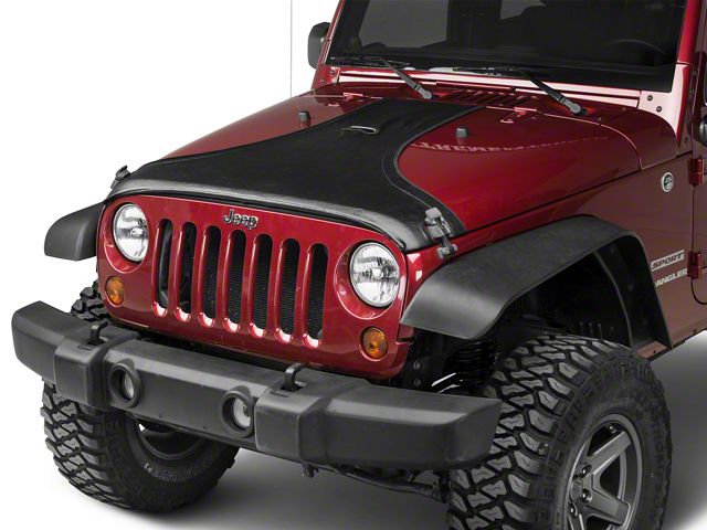 Covercraft Colgan Custom T-Style Hood Bra; Black Crush (07-18 Jeep Wrangler JK)