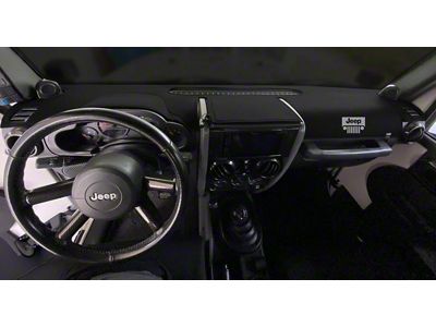 Covercraft Ltd Edition Custom Dash Cover with Jeep Grille Logo; Black (22-24 Jeep Grand Cherokee WL w/o Heads Up Display or McIntosh Audio System, Excluding 4xe)