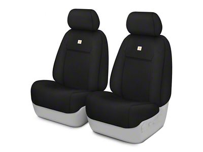 Covercraft Carhartt Super Dux PrecisionFit Custom Front Row Seat Covers; Black (07-10 Jeep Wrangler JK 2-Door w/ Passenger Side Lever Seat Back & w/o Seat Air Bags)