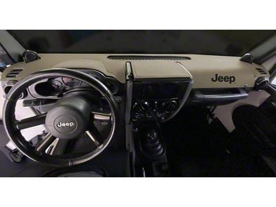 Covercraft Ltd Edition Custom Dash Cover with Jeep Logo; Beige (11-21 Jeep Grand Cherokee WK2 w/o Center Dash Speaker)