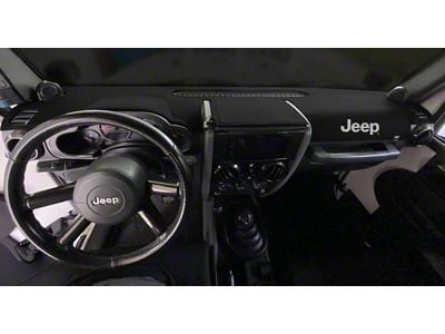 Covercraft Ltd Edition Custom Dash Cover with Jeep Logo; Black (11-21 Jeep Grand Cherokee WK2 w/o Center Dash Speaker)