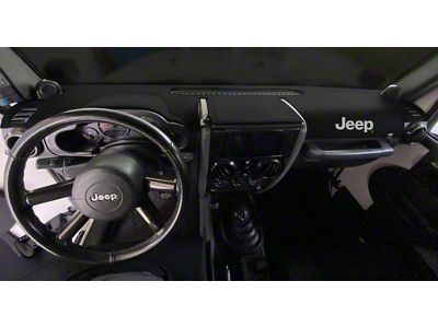 Covercraft Ltd Edition Custom Dash Cover with Jeep Logo; Black (22-24 Jeep Grand Cherokee WL w/o Heads Up Display or McIntosh Audio System, Excluding 4xe)