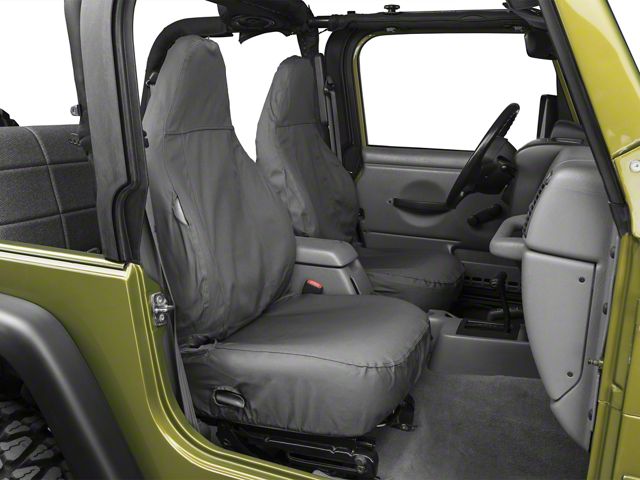 Covercraft Seat Saver Polycotton Custom Front Row Seat Covers; Charcoal (97-06 Jeep Wrangler TJ)