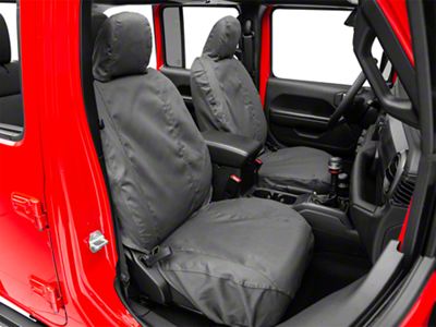 Covercraft Seat Saver Polycotton Custom Front Row Seat Covers; Charcoal (18-25 Jeep Wrangler JL 4-Door)