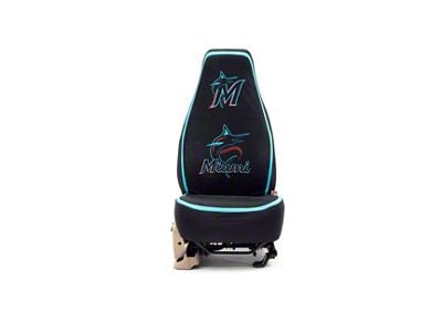 Coverking Universal Ultisuede Seat Cover with Miami Marlins Logo (Universal; Some Adaptation May Be Required)