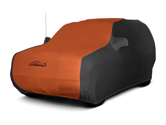 Coverking Satin Stretch Indoor Car Cover; Black/Inferno Orange (14-18 Jeep Wrangler JK 2-Door)