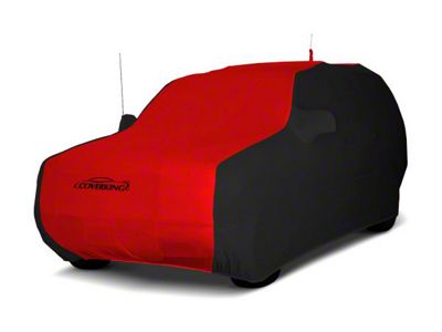 Coverking Satin Stretch Indoor Car Cover; Black/Red (18-24 Jeep Wrangler JL 4-Door w/ Fastback Soft Top)