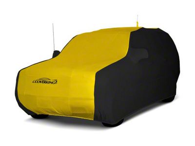 Coverking Satin Stretch Indoor Car Cover; Black/Velocity Yellow (14-18 Jeep Wrangler JK 2-Door)