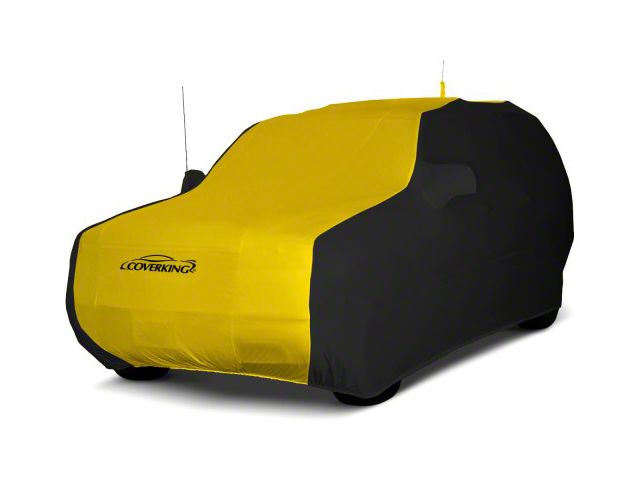 Coverking Satin Stretch Indoor Car Cover; Black/Velocity Yellow (14-18 Jeep Wrangler JK 2-Door)