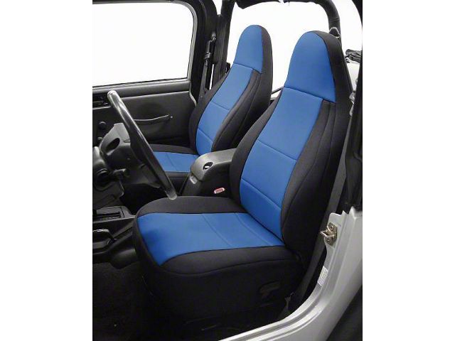 Coverking Neoprene Front Seat Covers with Jeep Logo; Charcoal (97-01 Jeep Wrangler TJ)