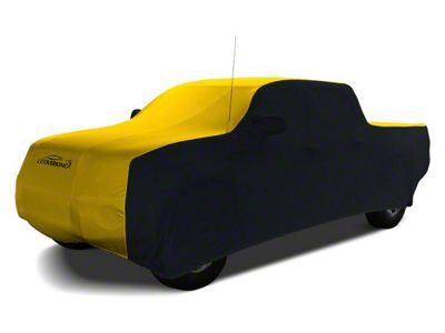 Coverking Satin Stretch Indoor Car Cover; Black/Velocity Yellow (16-23 Tacoma Access Cab w/o Factory Roof Rack)