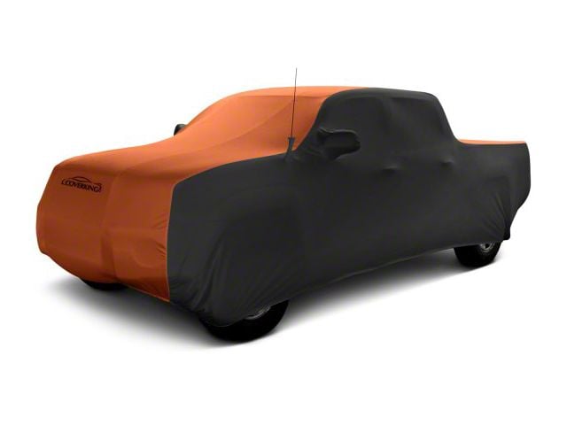 Coverking Satin Stretch Indoor Car Cover; Black/Inferno Orange (07-13 Tundra CrewMax w/ Towing Mirrors)