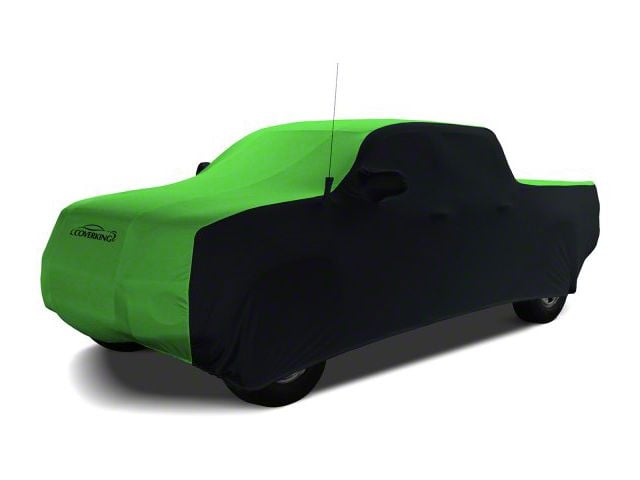 Coverking Satin Stretch Indoor Car Cover; Black/Synergy Green (07-13 Tundra CrewMax w/ Towing Mirrors)