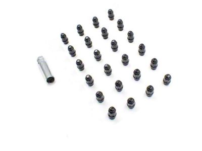 Black 6-Spline Lug Nut Kit; 12mm x 1.5; Set of 24 (05-23 Tacoma)