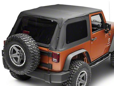 Bowless Soft Top with Tinted Windows; Black Diamond (07-18 Jeep Wrangler JK 2-Door)