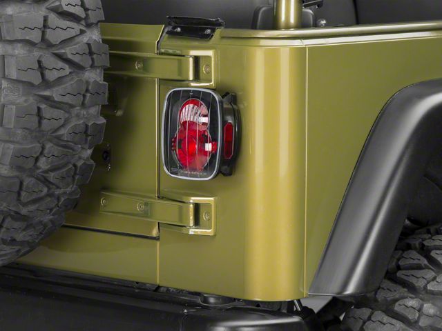 Crystal Eyes Tail Lights; Bermuda Black Housing; Clear Lens (87-06 Jeep Wrangler YJ, TJ)