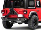 Deegan 38 Rear Bumper with Tire Carrier; Pre-Drilled for Backup Sensors (18-24 Jeep Wrangler JL)