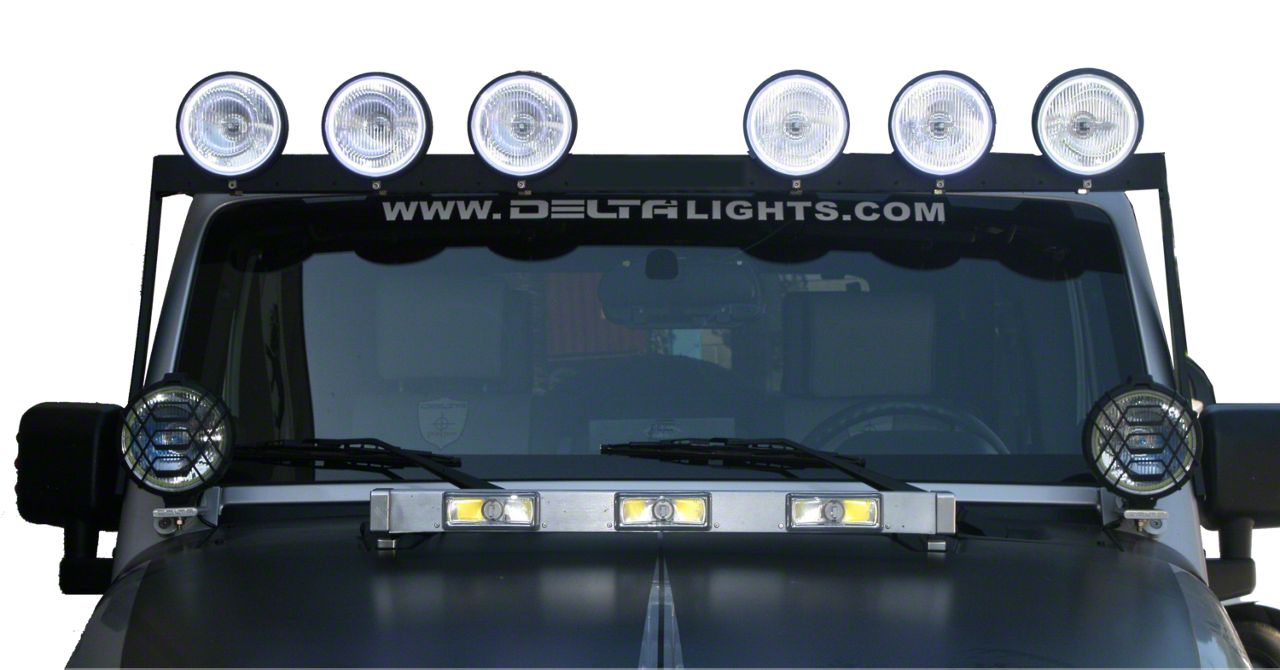 Delta Lights Jeep Wrangler 52 Inch Horizon Bolt 500 Roof LED Light Bar with Halos 01 9587 500H 18 24 Jeep Wrangler JL Excluding 4xe Free Shipping