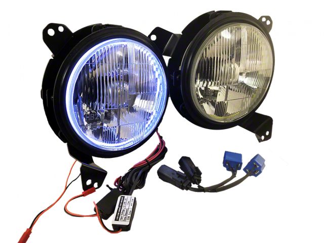 Delta Lights Halo HID Headlights; Chrome Housing; Clear Lens (18-24 Jeep Wrangler JL)