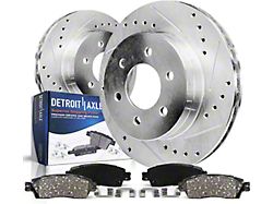 Drilled and Slotted 6-Lug Brake Rotor and Pad Kit; Front (05-25 V6 Frontier)