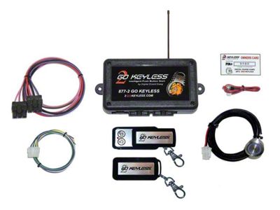 Digital Guard Dawg Performance Keyless Ignition System with Black Billet Start Button for Power Door Locks; Blue LED (Universal; Some Adaptation May Be Required)