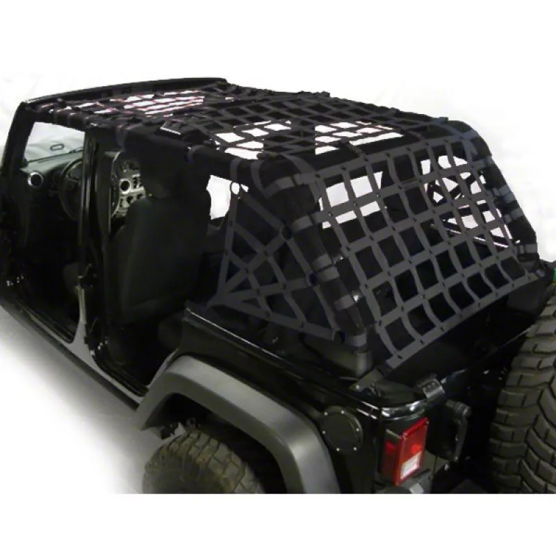 Steinjager Jeep Wrangler Rear Teddy Top Premium Cargo Net; Black J0046253  (07-18 Jeep Wrangler JK 4-Door) - Free Shipping