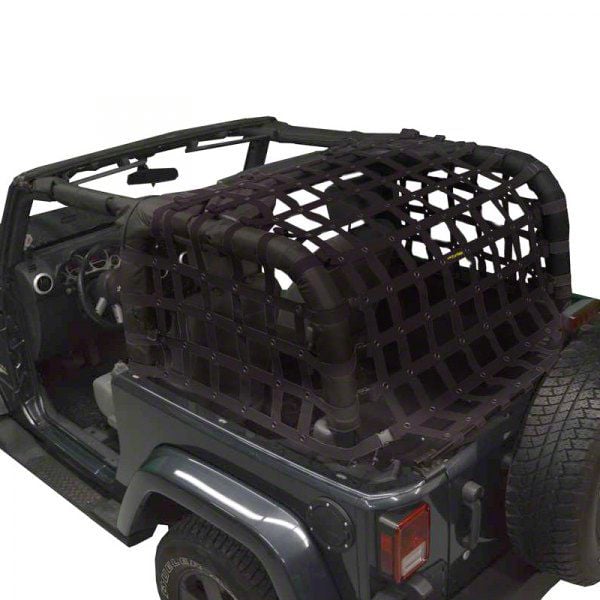 Steinjager Jeep Wrangler Rear Teddy Top Premium Cargo Net; Black J0045964  (07-18 Jeep Wrangler JK 2-Door) - Free Shipping