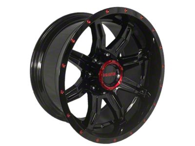 Disaster Offroad D02 Gloss Black with Candy Red Milled 6-Lug Wheel; 20x10; -12mm Offset (2024 Tacoma)