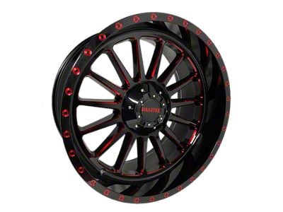 Disaster Offroad D96 Gloss Black with Candy Red Milled 6-Lug Wheel; 20x10; -12mm Offset (2024 Tacoma)