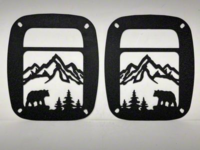 Drop Zone Off Road Tail Light Guards; Bear Mountain Scene (97-06 Jeep Wrangler TJ)