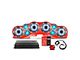 DS18 Complete RGB Loaded Sound Bar Package with Metal Grille Marine Speakers; Red Sound Bar with Carbon Fiber Speakers (20-23 Jeep Gladiator JT)