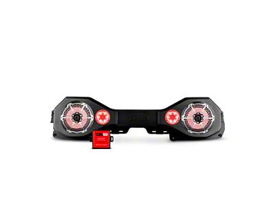 DS18 Plug and Play RGB Loaded Sound Bar Package with Metal Grille Marine Speakers; Black Sound Bar with Carbon Fiber Speakers (20-23 Jeep Gladiator JT)