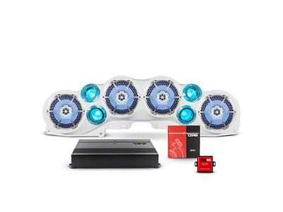 DS18 Complete RGB Loaded Sound Bar Package with Metal Grille Marine Speakers; White Sound Bar with White Speakers (20-23 Jeep Gladiator JT)